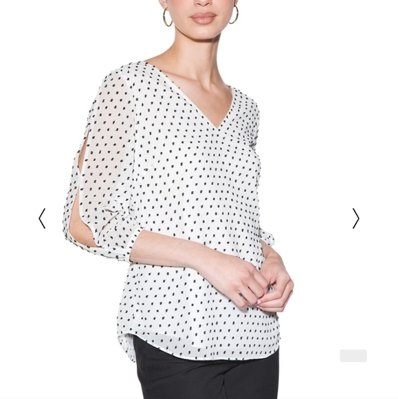 WHBM Tops - WHBM Women's Clip-Dot 3/4 Balloon Sleeve Blouse Size L